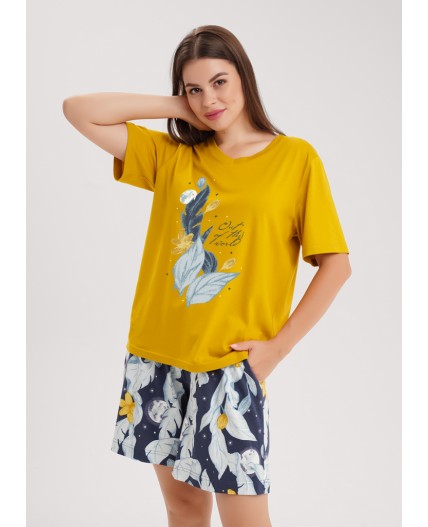 CLE LP15-1209 Набор одежды жен. Луна, горчичный/т.синий