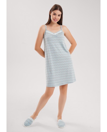 CLE LS15-1209 Сорочка ночн. жен. Луна, св.голубой/молочный