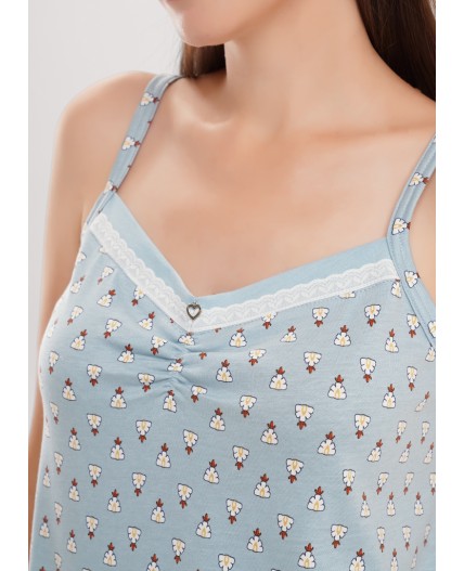 CLE LS15-1209 Сорочка ночн. жен. Луна, св.голубой/молочный