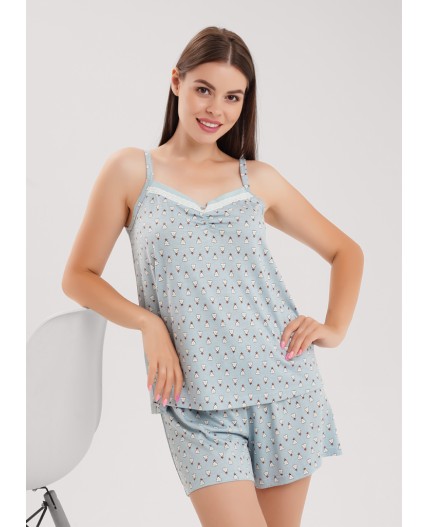CLE LSET15-1209 Пижама жен. Луна, св.голубой/молочный