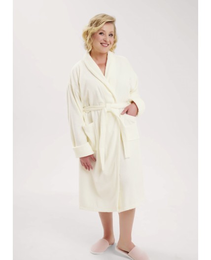 CLE LX15-009у Халат жен. Двойная махра, молочный