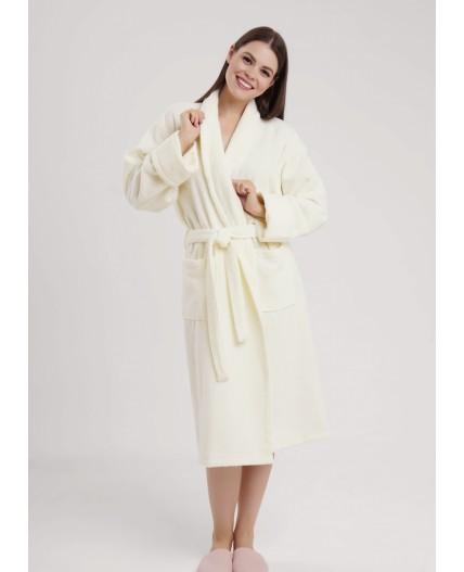 CLE LX15-009у Халат жен. Двойная махра, молочный