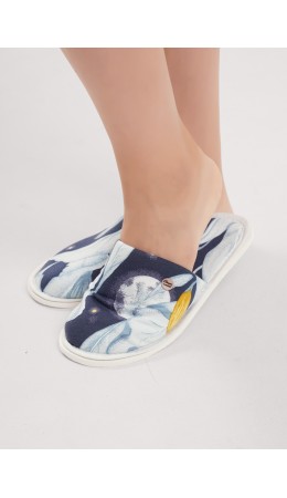 CLE SW15-1209C Пантолеты жен. домаш. Луна, т.синий/св.серый