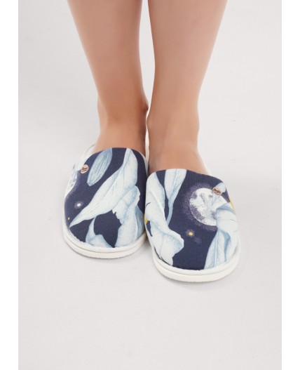 CLE SW15-1209C Пантолеты жен. домаш. Луна, т.синий/св.серый