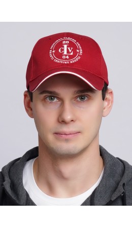 CLE Бейсболка 13 кант CLV х/б  (GK1604-1001 кепка с козыр), бордовый/молочный