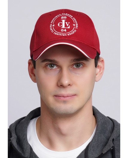 CLE Бейсболка 13 кант CLV х/б  (GK1604-1001 кепка с козыр), бордовый/молочный