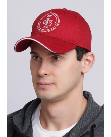 CLE Бейсболка 13 кант CLV х/б  (GK1604-1001 кепка с козыр), бордовый/молочный
