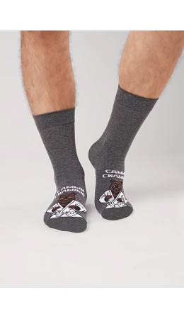 CLE Носки муж.К6566Л 23Ф хл+эл, меланж т.серый