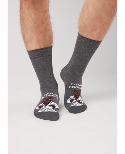 CLE Носки муж.К6566Л 23Ф хл+эл, меланж т.серый