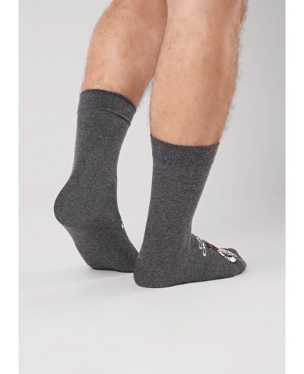 CLE Носки муж.К6566Л 23Ф хл+эл, меланж т.серый