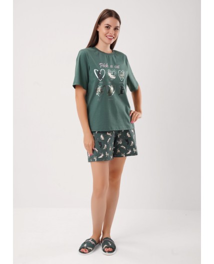 CLE LP15-1208 Набор одежды жен. Лапка, зелёный/молочный