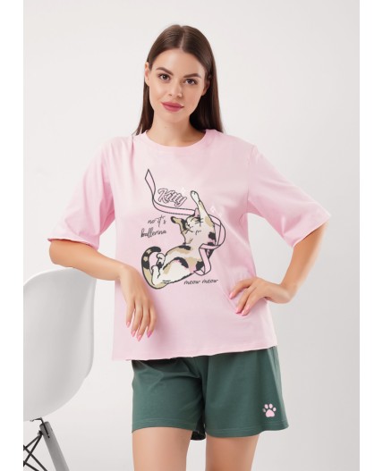 CLE LP15-1208/1 Набор одежды жен. Лапка, св.розовый/зелёный