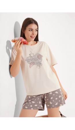 CLE LP26-1211/1 Набор одежды жен. Круассан, св.бежевый/кофейный