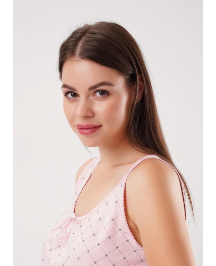 CLE LS15-1208 Сорочка ночн. жен. Лапка, св.розовый/зелёный