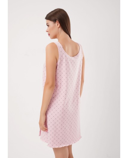 CLE LS15-1208 Сорочка ночн. жен. Лапка, св.розовый/зелёный