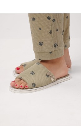 CLE SW15-1208O/1 Пантолеты жен. домаш. Лапка, оливковый/зелёный