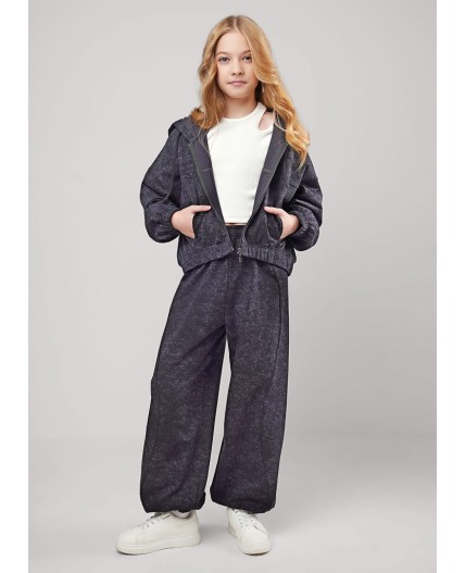 CLE Куртка дев. 867306/11ун, т.серый/чёрный