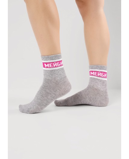 CLE Носки дет.С15819 20-22,22 школа хл+эл, меланж серый