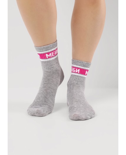 CLE Носки дет.С15819 20-22,22 школа хл+эл, меланж серый