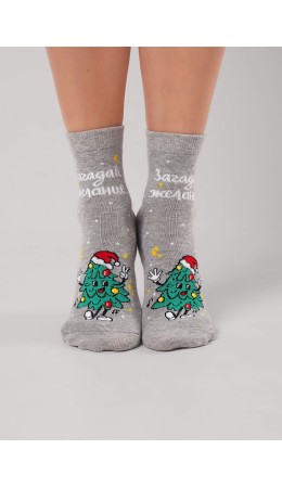 CLE Носки жен.Д2558 НГ хл+эл, меланж серый