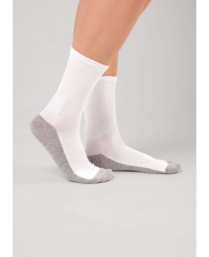 CLE Носки муж.S143 fashion база хл+эл, белый/меланж серый