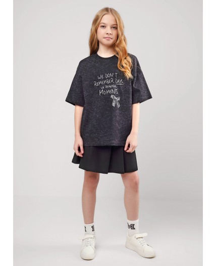 CLE Футболка дев. 866885/11кдн_п, т.серый/чёрный