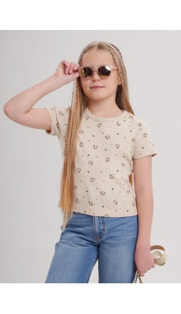 CLE Футболка дев. 867268шлн, бежевый/зелёный