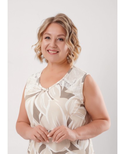 CLE LS26-1213 Сорочка ночн. жен. Оливия, св.бежевый/кофейный