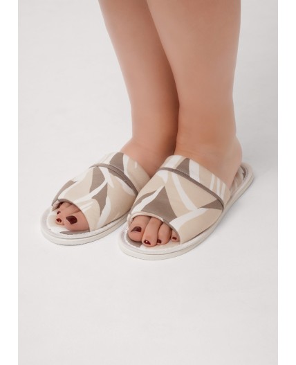 CLE SW26-1213O Пантолеты жен. домаш. Оливия, св.бежевый/кофейный