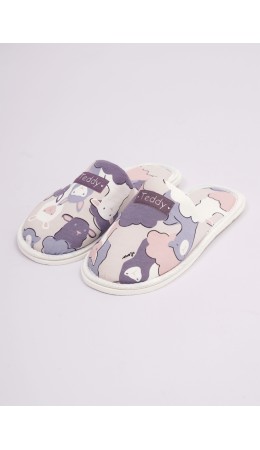 CLE SW26-968C/1 Пантолеты жен. домаш. Home line ВЛ26, св.бежевый/т.фиолетовый