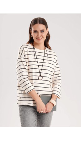 CLE Джемпер жен. 267091/195кнт, молочный/т.серый