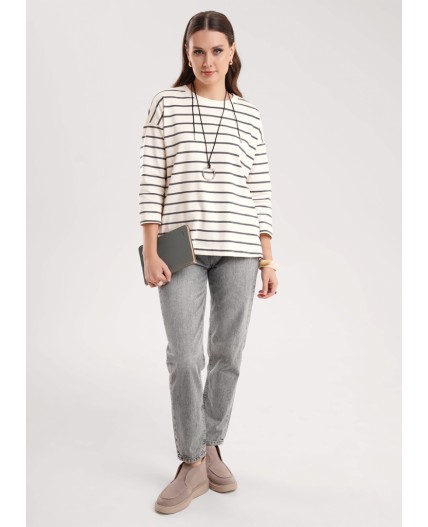 CLE Джемпер жен. 267091/195кнт, молочный/т.серый