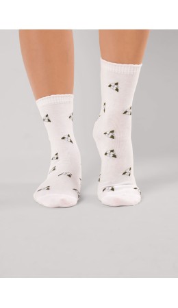CLE Носки жен.Д5627 8 марта хл+эл, белый