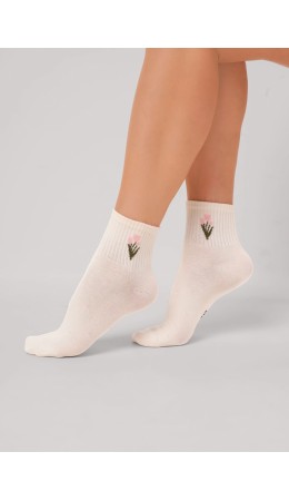 CLE Носки жен.Д5613 8 марта хл+эл, молочный