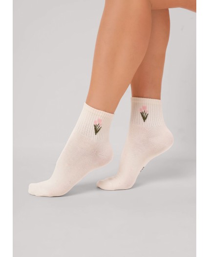 CLE Носки жен.Д5613 8 марта хл+эл, молочный