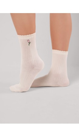 CLE Носки жен.Д5617 8 марта хл+эл, молочный