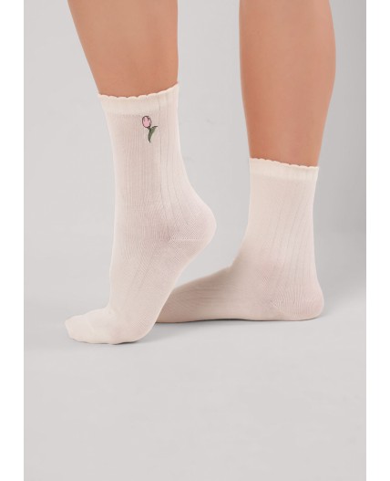 CLE Носки жен.Д5617 8 марта хл+эл, молочный