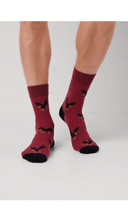 CLE Носки муж.К6600 сувенир хл+эл, бордовый