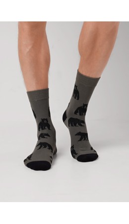 CLE Носки муж.К6601 сувенир хл+эл, хаки