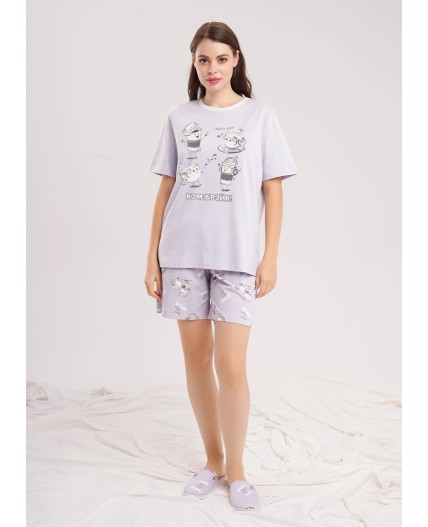 CLE LP15-1207 Набор одежды жен. Парочка, св.фиолетовый/молочный