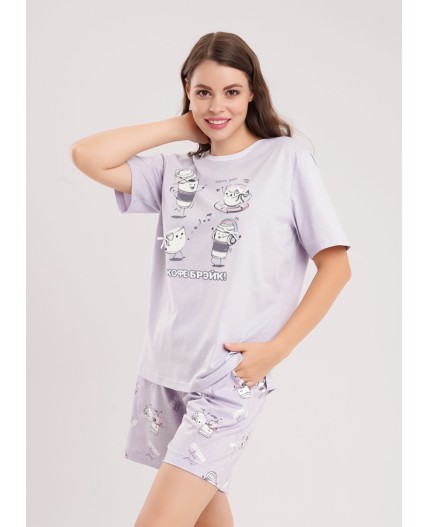 CLE LP15-1207 Набор одежды жен. Парочка, св.фиолетовый/молочный