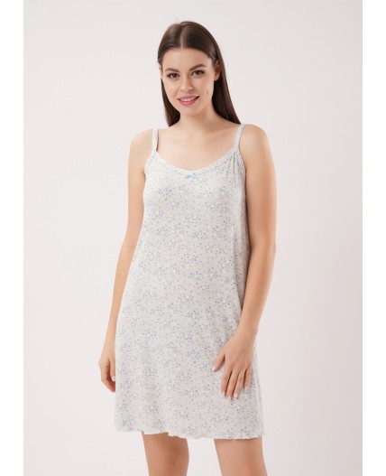 CLE LS26-1226 Сорочка ночн. жен. Лазурь, меланж св.серый/св.голубой