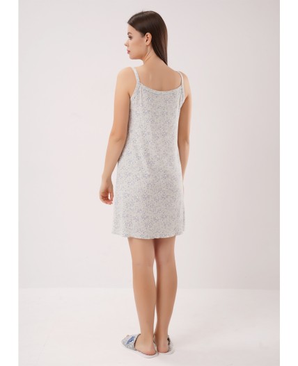 CLE LS26-1226 Сорочка ночн. жен. Лазурь, меланж св.серый/св.голубой