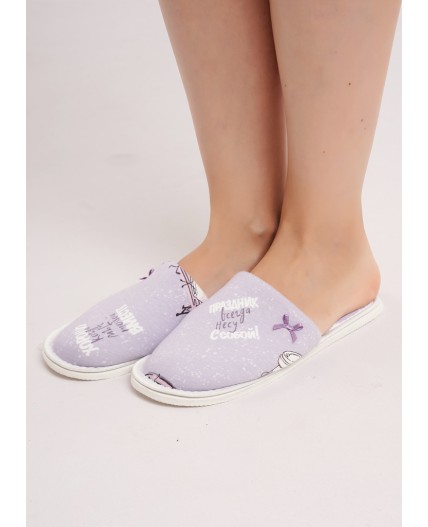 CLE SW15-1207C Пантолеты жен. домаш. Парочка, св.фиолетовый/молочный