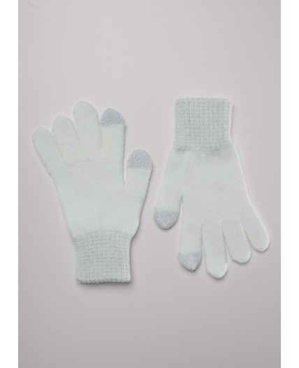 CLE Перчатки дет. 543478ак сенс, молочный/люрекс серебро