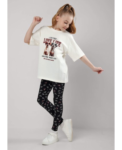 CLE Лосины дев. 903495гн, чёрный/молочный