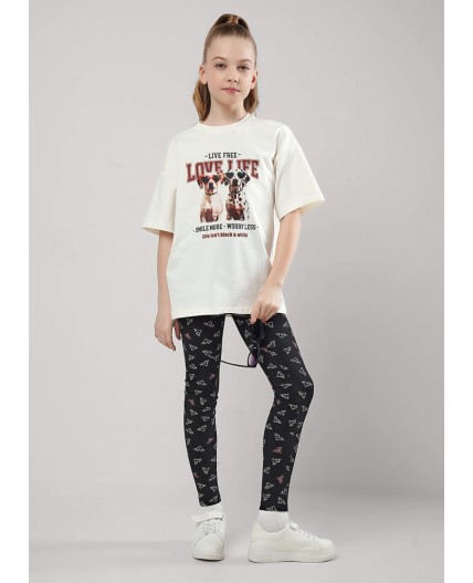 CLE Лосины дев. 903633гн, чёрный/молочный