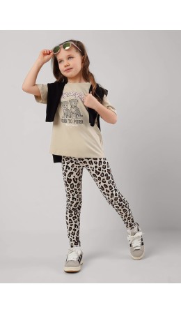 CLE Лосины дев. 903633гн, бежевый/чёрный