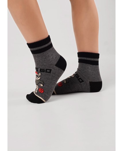 CLE Носки дет.С1608 16-18,18-20 трек мал, меланж т.серый