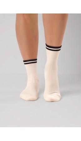 CLE Носки жен.Д5638 карелия хл+эл, молочный/коричневый